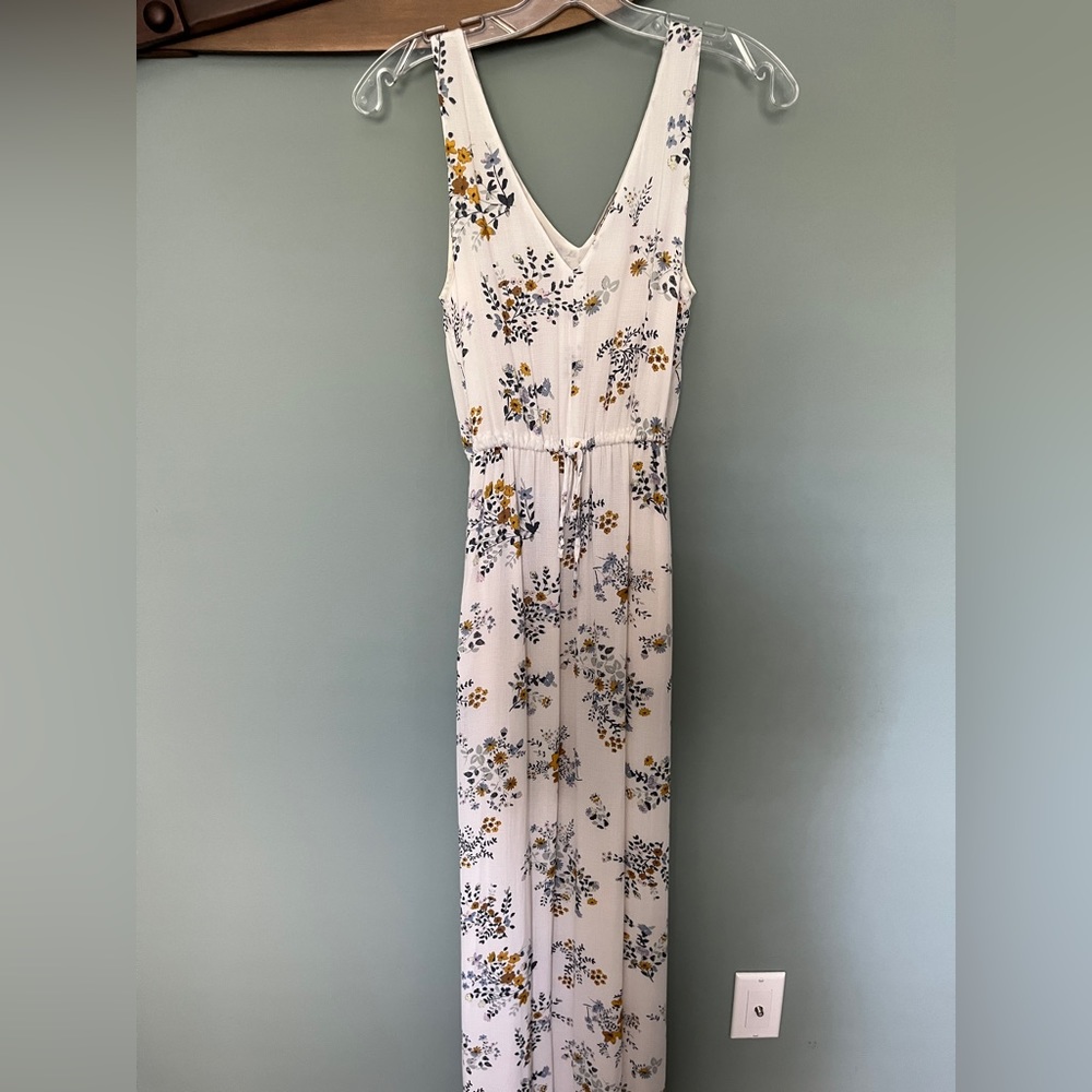 Lucky Brand white with yellow and blue floral sleeveless maxi dress